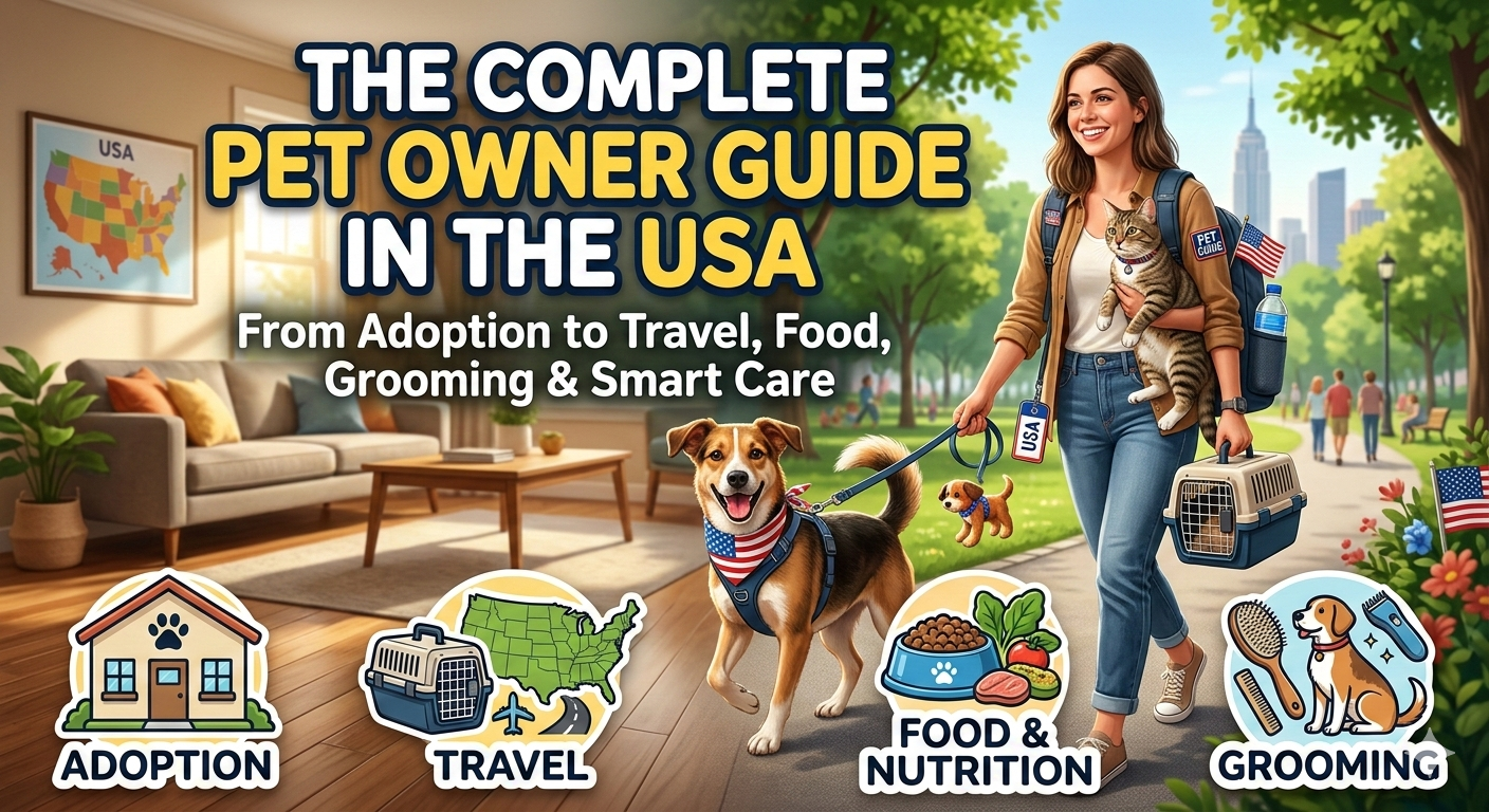 The Complete Pet Owner Guide in the USA From Adoption to Travel, Food, Grooming & Smart Care